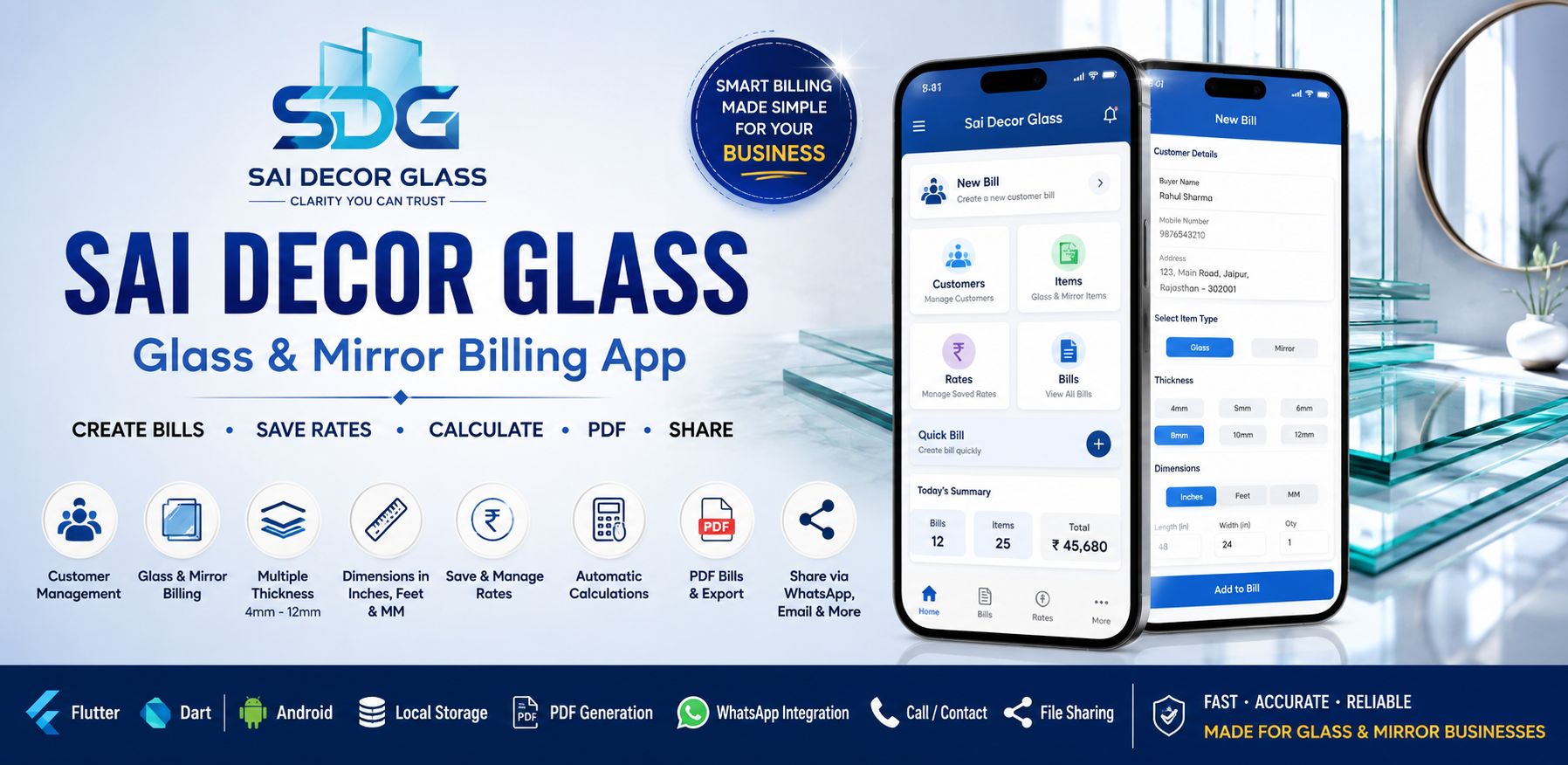 Sai Decor Glass Billing App
